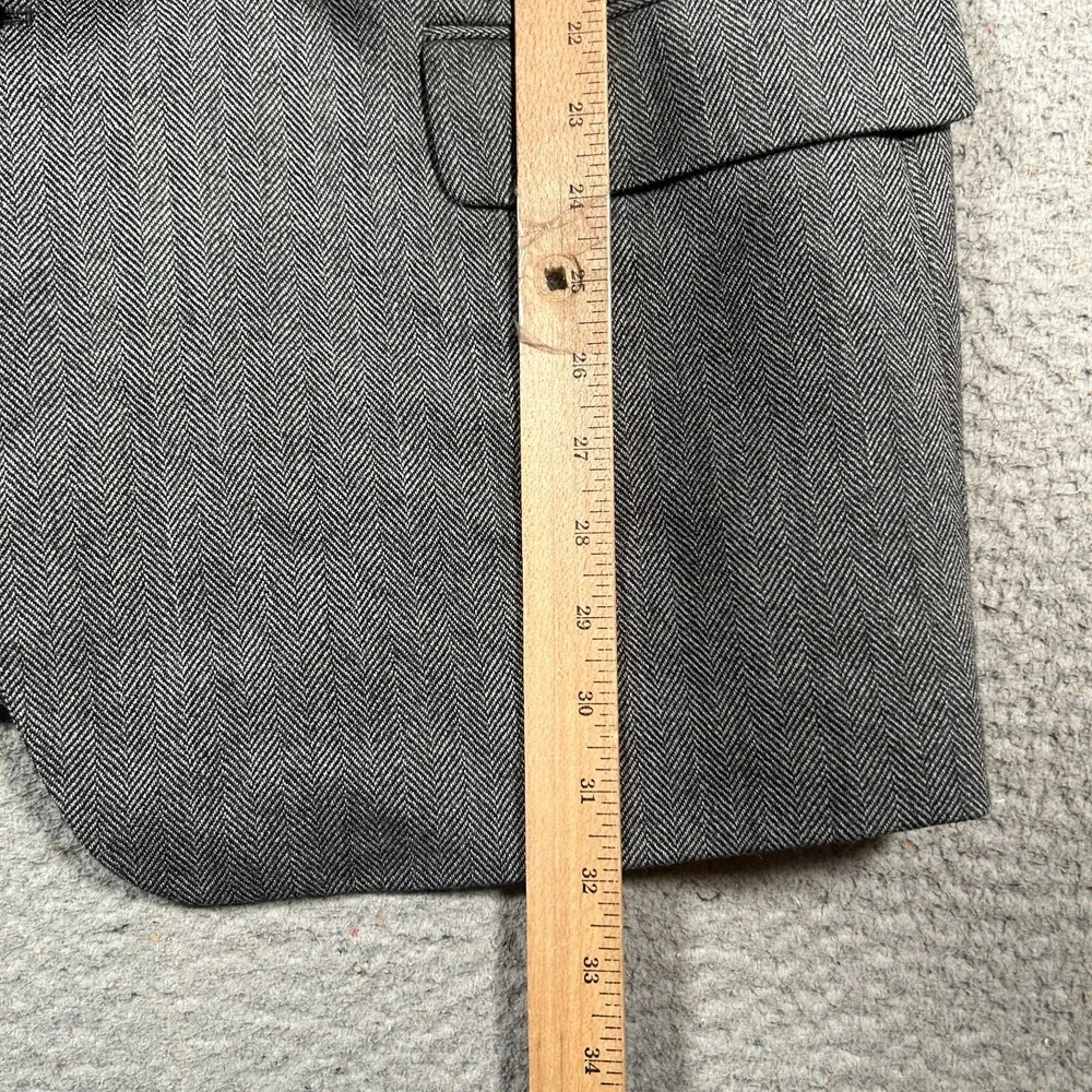 Joseph & Feiss‎ Blazer Jacket Men 48 Grey Herringbone Wool Single Breasted